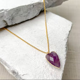 Amythyst Heart Gold Plated Necklace