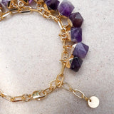 Amethyst nugget bracelet on gold-plated chain