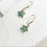 Aventurine Star Gold Plated Earrings