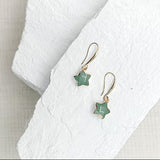Aventurine Star Gold Plated Earrings