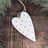 Red & White Tin Heart Decorations