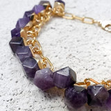 Amethyst nugget bracelet on gold-plated chain