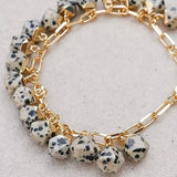 Dalmatian Jasper nugget bracelet on gold-plated chain