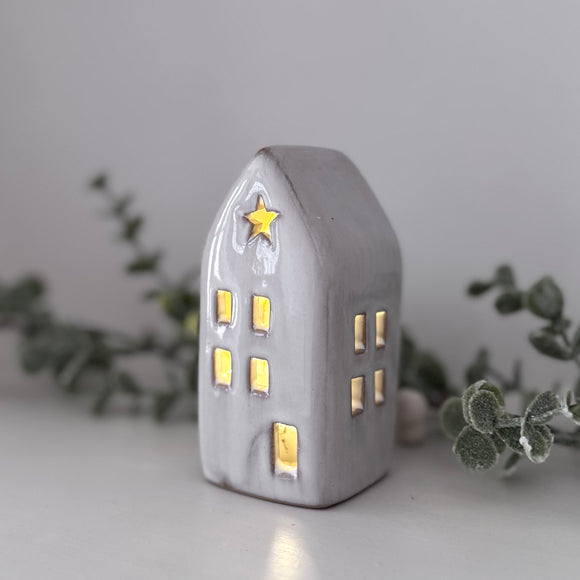 Small White Ceramic LED House