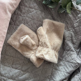 Faux Fur Fingerless Mittens - Nude