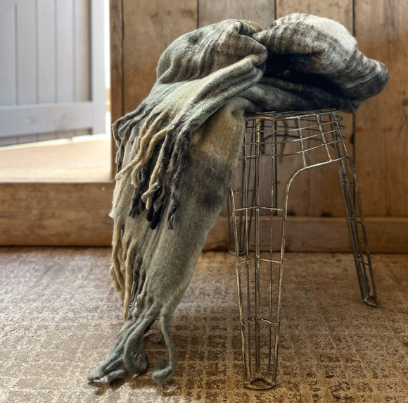 Mohair Plaid Wool Blend Throw