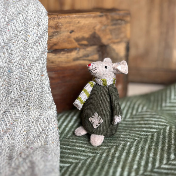 Felt Mouse In Green Cord