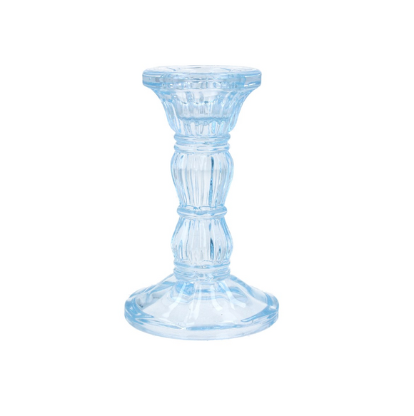 Blue Pressed Glass Candlestick