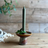 Glazed Porcelain Candle Holder in Copper