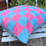 Pink and Blue Check Square Cushion 45cm
