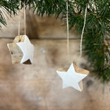 White Glazed Wooden Star