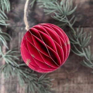 Honeycomb Decoration in Red & Gold Stars