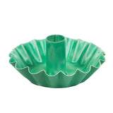 Scalloped Metal Candle Holder in Green