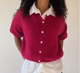 Cropped Sleeve Mohair Cardigan