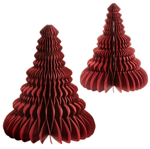 Honeycomb Paper Tree in Wine Red