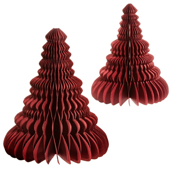 Honeycomb Paper Tree in Wine Red