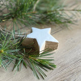 White Glazed Wooden Star