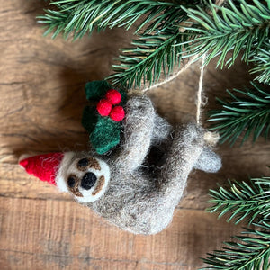 Felt Christmas Sloth Decoration