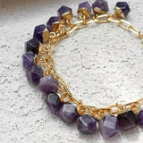 Amethyst nugget bracelet on gold-plated chain