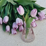 Angled Dusky Pink Ribbed Glass Bottle