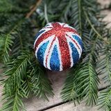 Sparkling glass Union Jack bauble, additional view