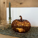 Autumn LED glass pumpkin decoration, alternate view