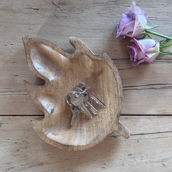 Wooden Leaf Trinket Dish