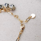 Dalmatian Jasper nugget bracelet on gold-plated chain