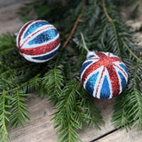 Sparkling glass Union Jack bauble, additional view