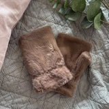 Faux Fur Fingerless Mittens - Mocha