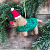 Handmade Felt Christmas Dachshund Decoration