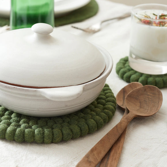 Handmade Felt Trivet in Olive
