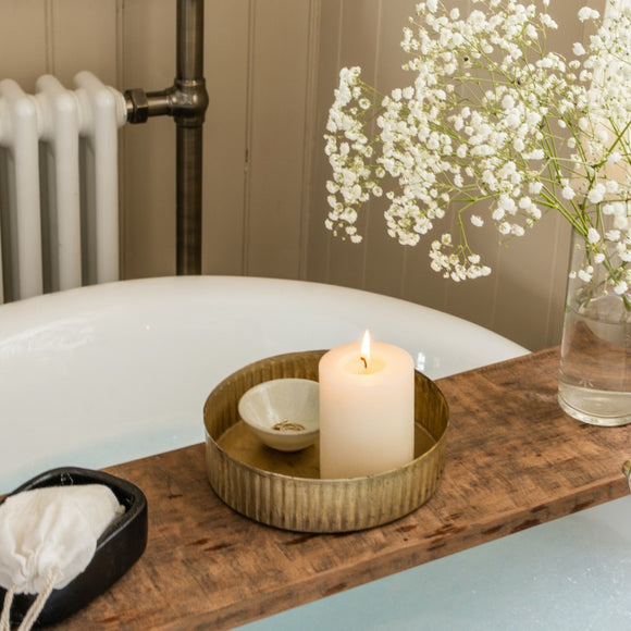 Reeded Round Brass Tray - Small