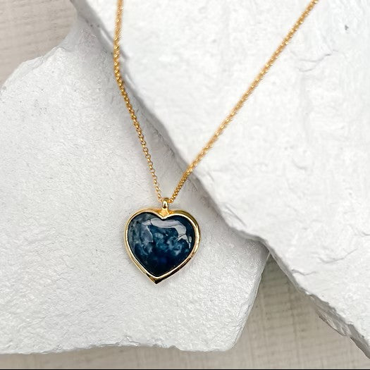 Dumortierite Puff Heart Gold Plated Necklace