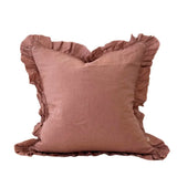 Dusty Pink Linen Frill Cushion 45x45cm
