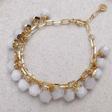 Jade nugget bracelet on gold-plated chain