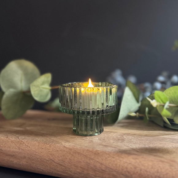 Vintage Green Glass Candle/Tealight Holder