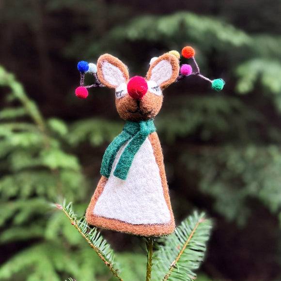 Handmade Felt Tree Top Rudolph
