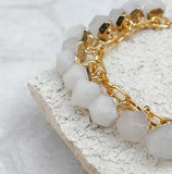 Jade nugget bracelet on gold-plated chain