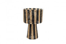 Woven Paper Striped Table Lamp - Black