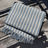 Natural and Blue Striped Throw