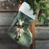Decorative Christmas Stocking with Mouse - Green
