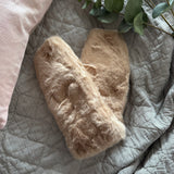 Faux Fur Mittens - Beige