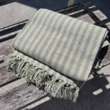 Natural and Green Striped Throw