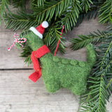 Wool Christmas dinosaur tree decoration, additional view