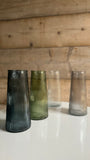 Blue Glass Ribbed Vase