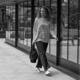 Long Sleeve Navy & Cream Stripe Top