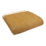 Pure New Wool Throw in Mustard Herringbone
