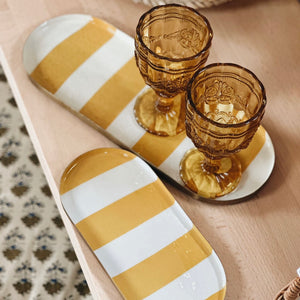 Cabana Stripe Oval Trays in Yellow
