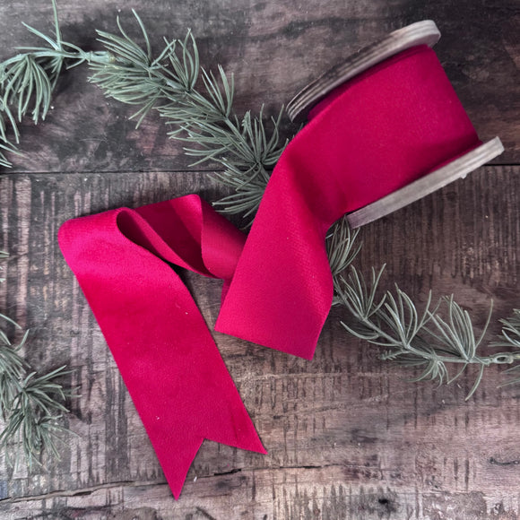 3m Spool Velvet Ribbon - Ruby